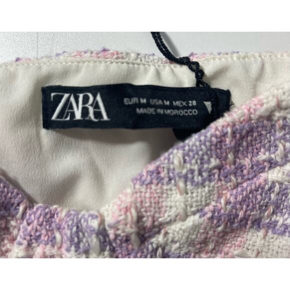 ZARA Fuzzy Purple Textured Plaid BRALETTE Lilac Knit  Size M BNWT Rare/Retired - Picture 5 of 6